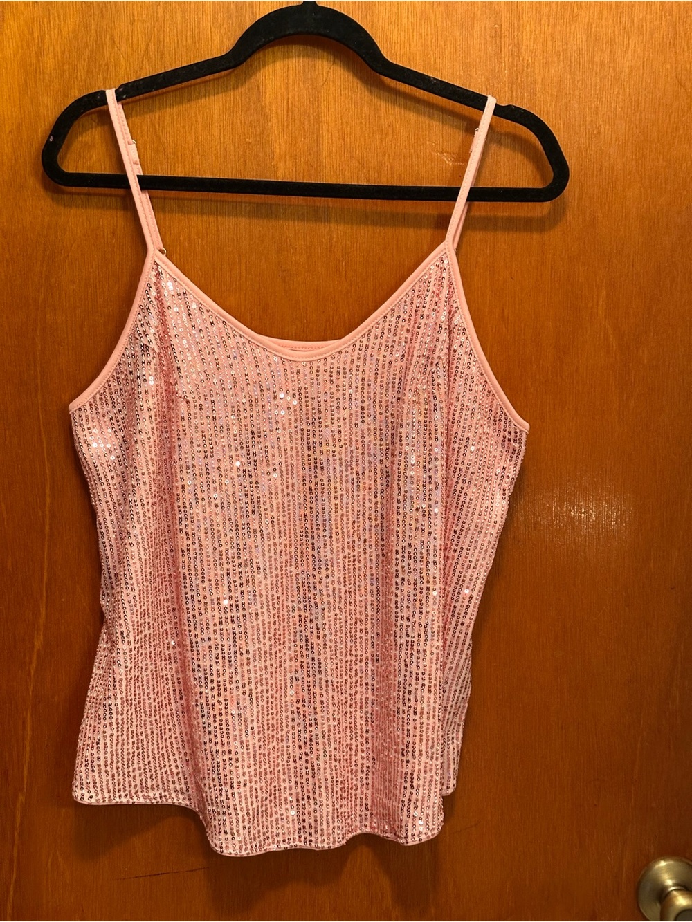 SHEIN Pink Sequin Spaghetti Strap Cami
